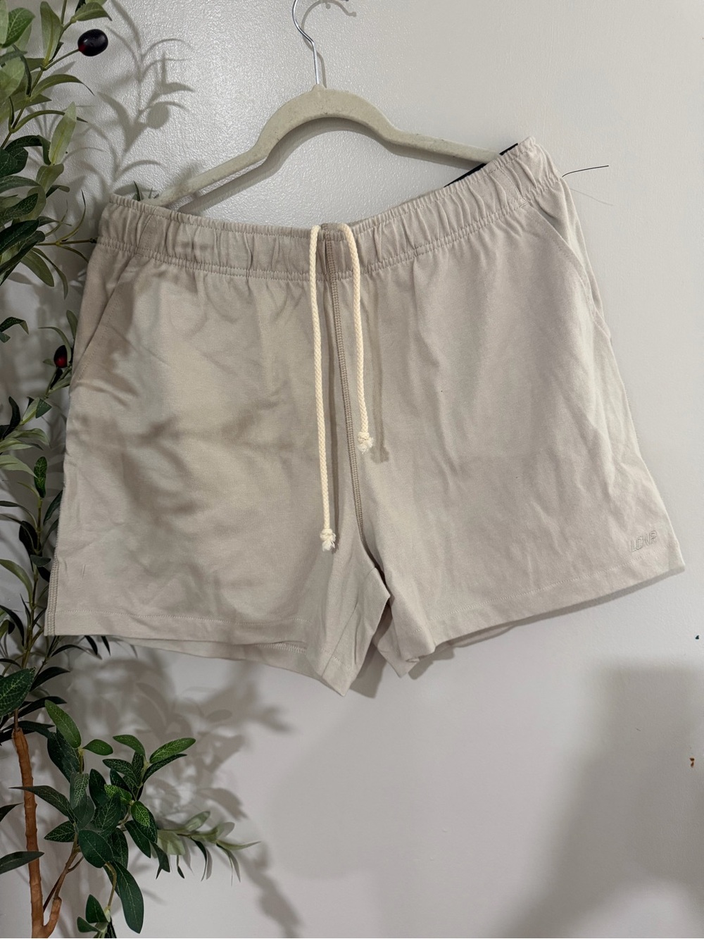 Women's Athletic Drawstring Shorts in Light Beige